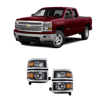 Load image into Gallery viewer, 2014–2015 Chevrolet Silverado 1500 Headlight Set LT / WT Halogen Chrome | OEM Fit