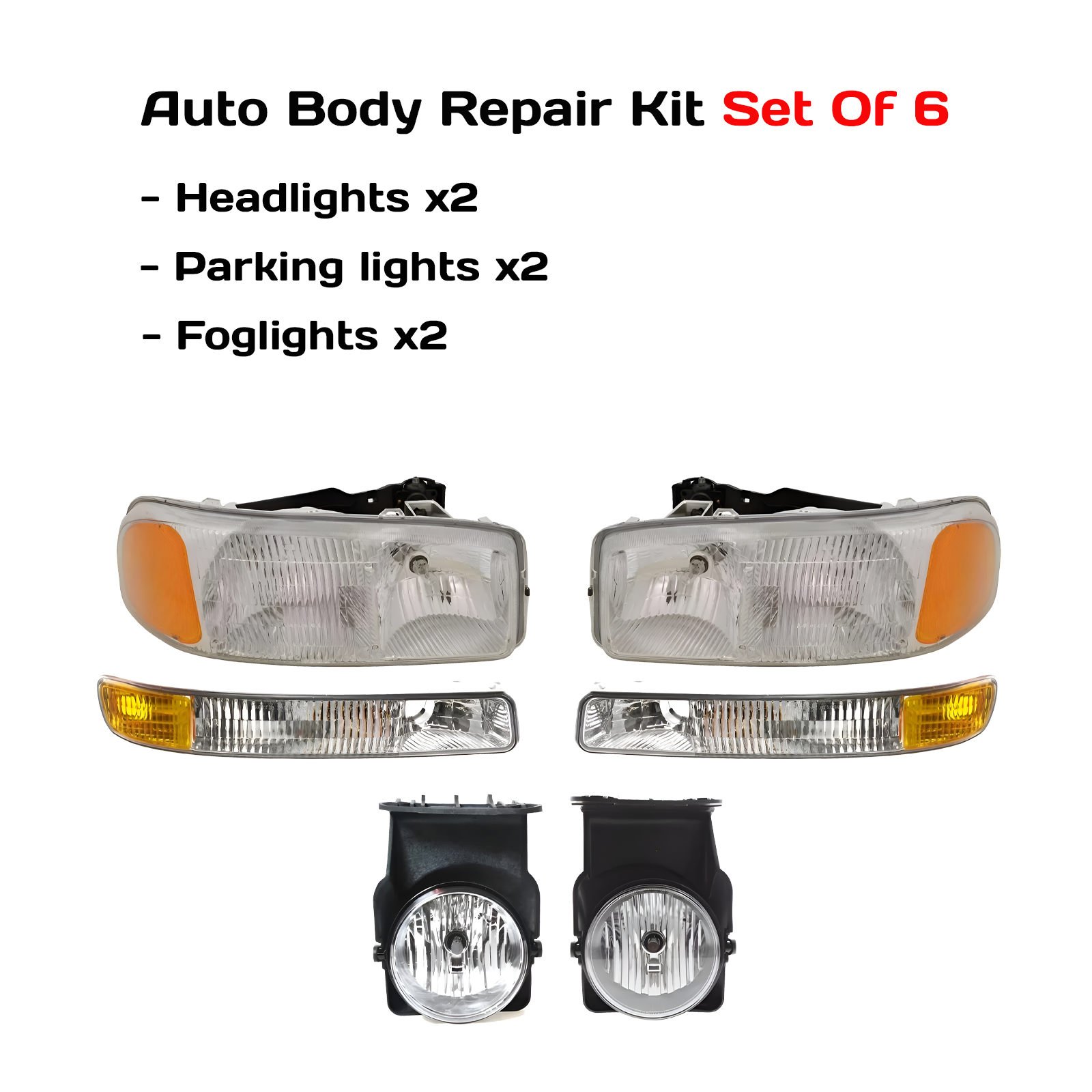 2003-2007 GMC Sierra 1500 2500 HD & 3500 Front Headlights Kit W/Bulbs | OEM Fit
