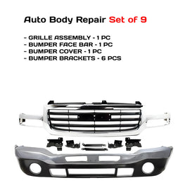 2003-2007 GMC Sierra 1500 2500 HD 3500 Front Bumper Chrome & Grille Assembly Kit | OEM Fit