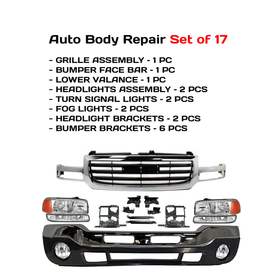 2003-2006 GMC Sierra 1500 Front Chrome Bumper Kit & Bumper Brackets  | OEM Fit