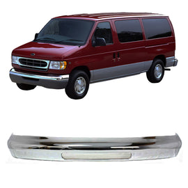 1992-2007 Ford E150 E250 E350 E450 E550 Front Bumper Chrome Steel | OEM Fit