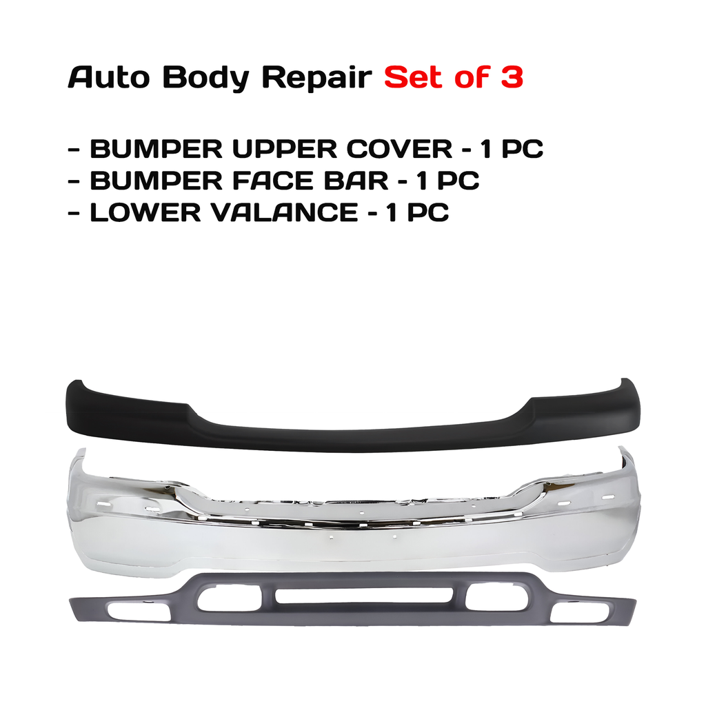 1999-2002 GMC Sierra / 2000-2006 Yukon Front Bumper Chrome & Lower Valance Textured Kit | OEM Fit
