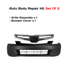 2003-2005 Honda Accord Front Bumper Cover Primed & Grille Assembly Kit | OEM Fit