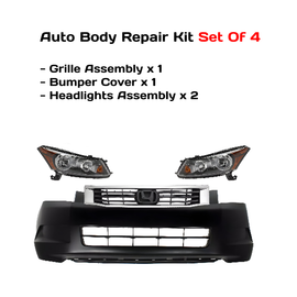 2008-2010 Honda Accord Front Bumper Cover Primed & Headlight Assembly Kit | OEM Fit