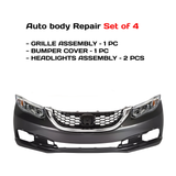 2013-2015 Honda Civic Front Bumper Cover Fascia Primed & Grille Assembly Kit  | OEM Fit