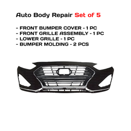 2018-2019 Hyundai Sonata Front Bumper Cover Fascia Primed & Grille Assembly  | OEM Fit