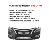 2013-2015 Nissan Altima Sedan Front Bumper Cover Primed & Headlight Assembly Kit | OEM Fit