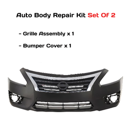 2013-2015 Nissan Altima Sedan Front Bumper Cover Primed & Grille Assembly Kit | OEM Fit