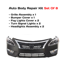 2013-2015 Nissan Altima Front Bumper Cover Primed & Headlight Assembly Kit | OEM Fit