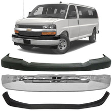 Load image into Gallery viewer, Front Bumper Chrome &amp; Valance Kit For 2003-2023 Chevrolet Express / GMC Savana 1500 2500 3500 4500