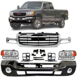 Front Chrome Bumper Kit & Bumper Brackets For 2003-2006 GMC Sierra 1500