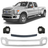 Front Bumper Chrome & Fog Lights Kit For 2011-2016 Ford F-250 F-350 F-450 Super Duty