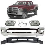 Front Bumper Chrome & Valance & Fog Lights Kit For 2013-2018 Ram 2500 3500