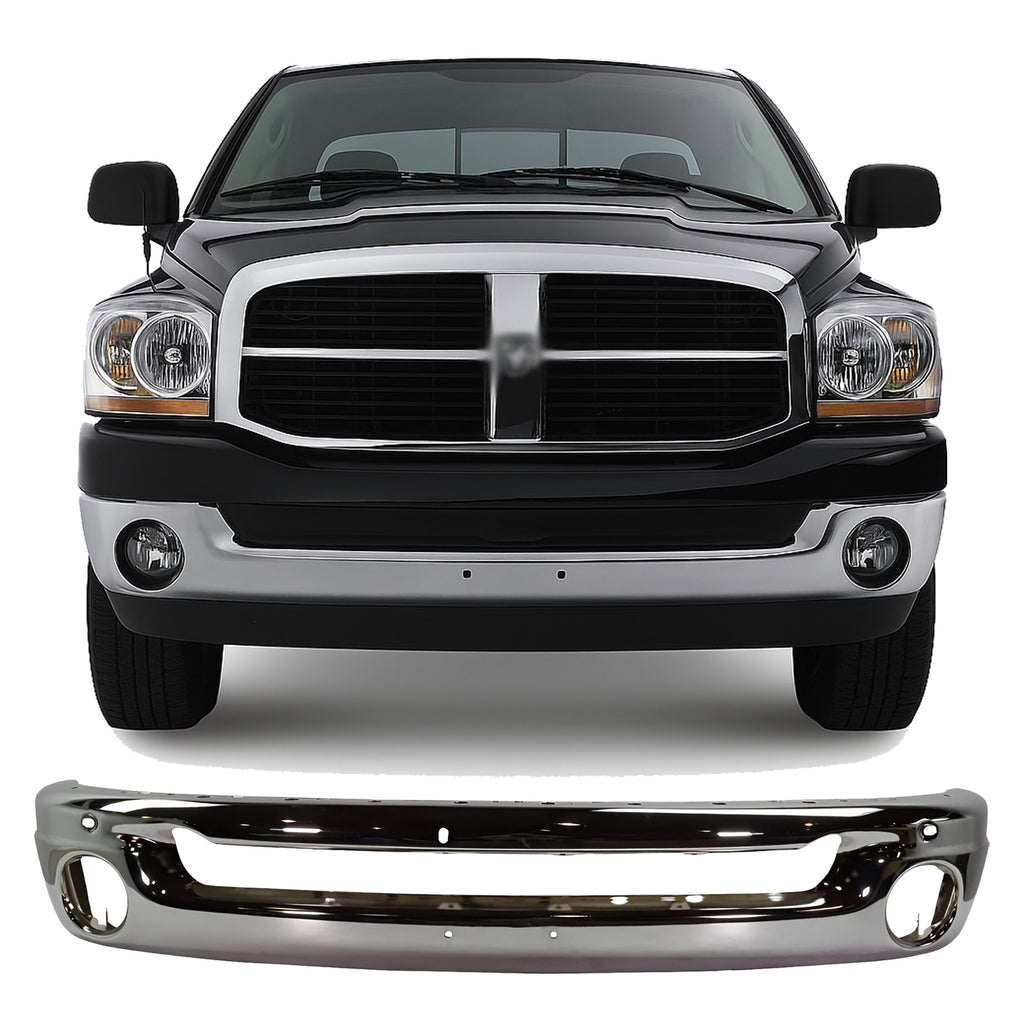 Front Bumper Chrome Steel 2002–2009 Dodge Ram 1500 2500 3500 | OEM Fit