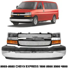 Load image into Gallery viewer, Front Bumper Kit and Headlight Kit for 2003-2023 Chevrolet Express 1500 2500 3500 4500