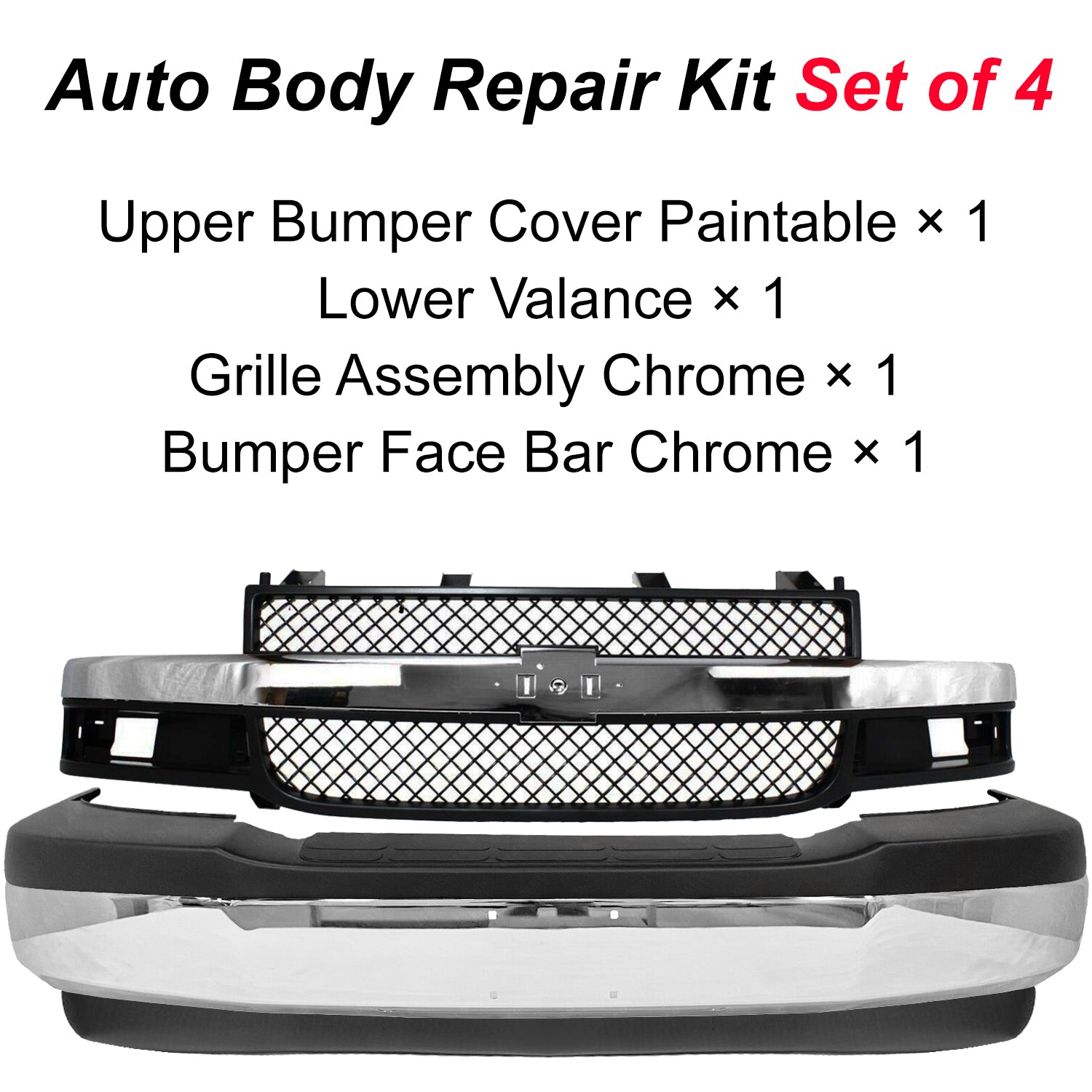 2003-2017 Chevy Express GMC Savana Front Bumper Chrome & Grille Assembly Kit | OEM Fit