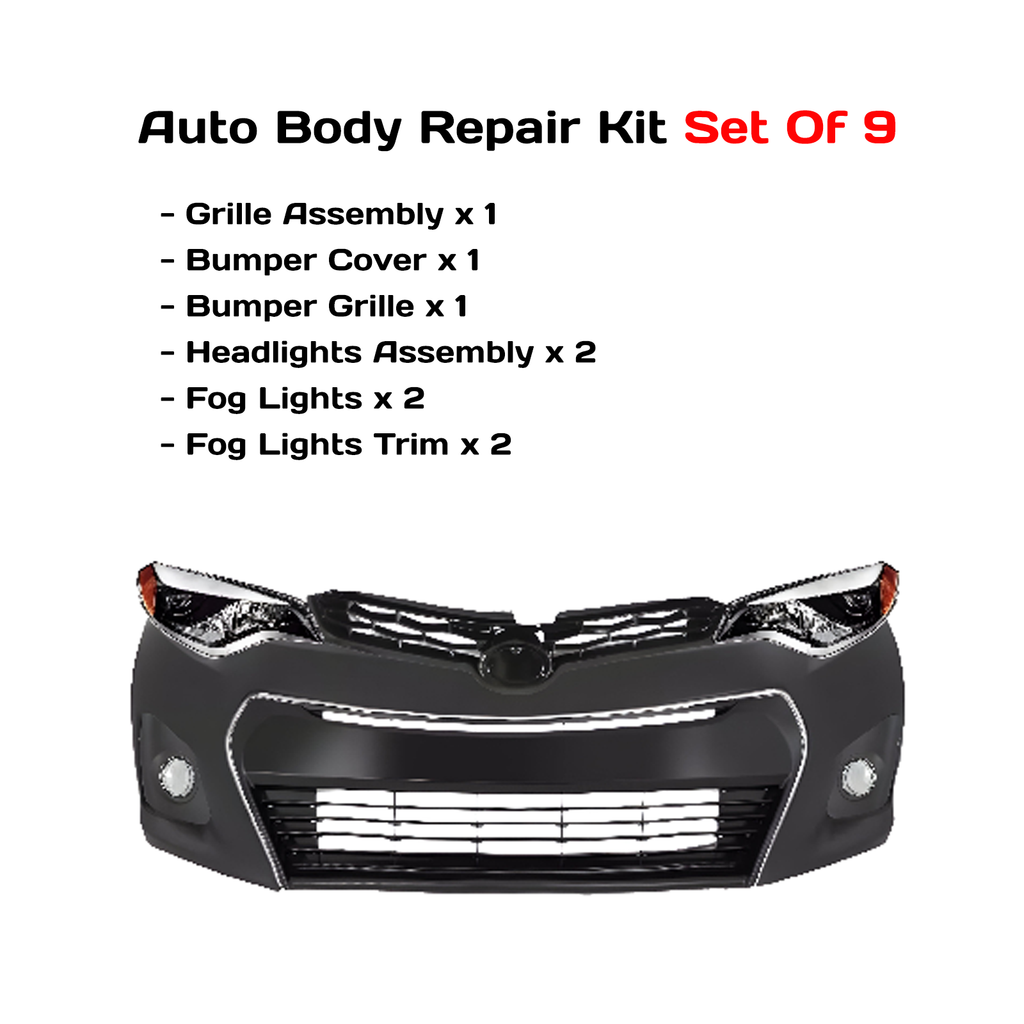 2014-2016 Toyota Corolla Front Bumper Cover Paintable & Headlight Assembly | OEM Fit