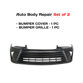 2015-2017 Toyota Camry Front Bumper Cover Primed & Bumper Grille Black Kit | OEM Fit