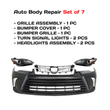 2015-2017 Toyota Camry Front Bumper Cover Primed & Headlights Assembly Kit | OEM Fit