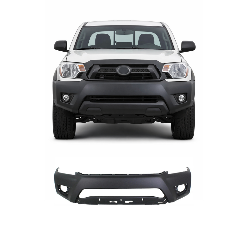 Front Bumper Cover For 2012-2013 Toyota Tacoma w/ Fog Lamp Holes Primed (1-Piece Set)