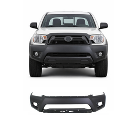 Front Bumper Cover For 2012-2013 Toyota Tacoma w/ Fog Lamp Holes Primed (1-Piece Set)