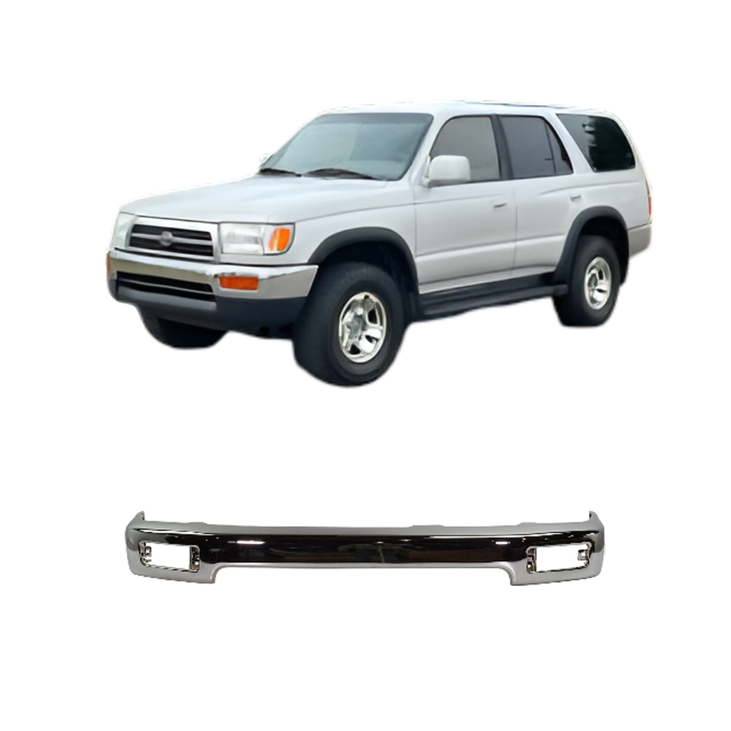Front Bumper Face Bar For 1996-1998 Toyota 4Runner Base/SR5 Models Chrome Steel (1-Piece Set)