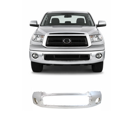 Front Bumper Face Bar For 2007-2013 Toyota Tundra Base/SR5/Platinum Chrome w/ Park Assist (1-Piece Set)