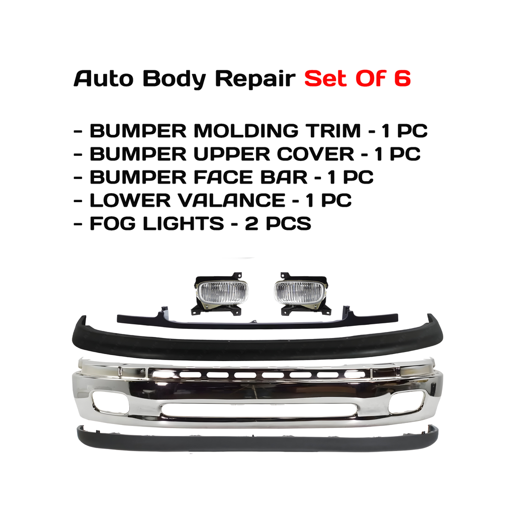 2000-2006 Toyota Tundra Front Bumper Chrome Steel & Fog Lights Assembly Kit | OEM Fit