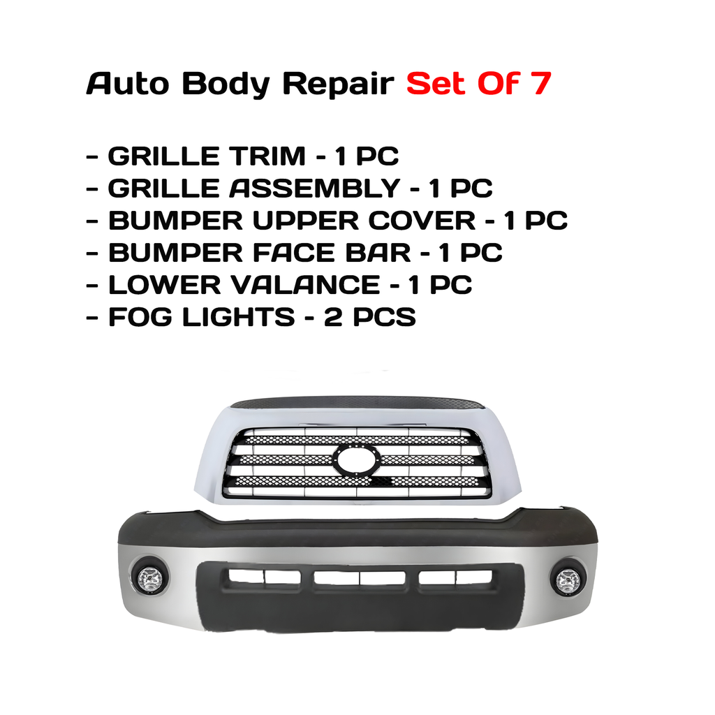 2007-2009 Toyota Tundra Front Bumper Chrome Steel & Grille Assembly Kit | OEM Fit