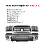 2010-2013 Toyota Tundra Front Bumper Chrome Steel & Headlights Assembly Kit | OEM Fit