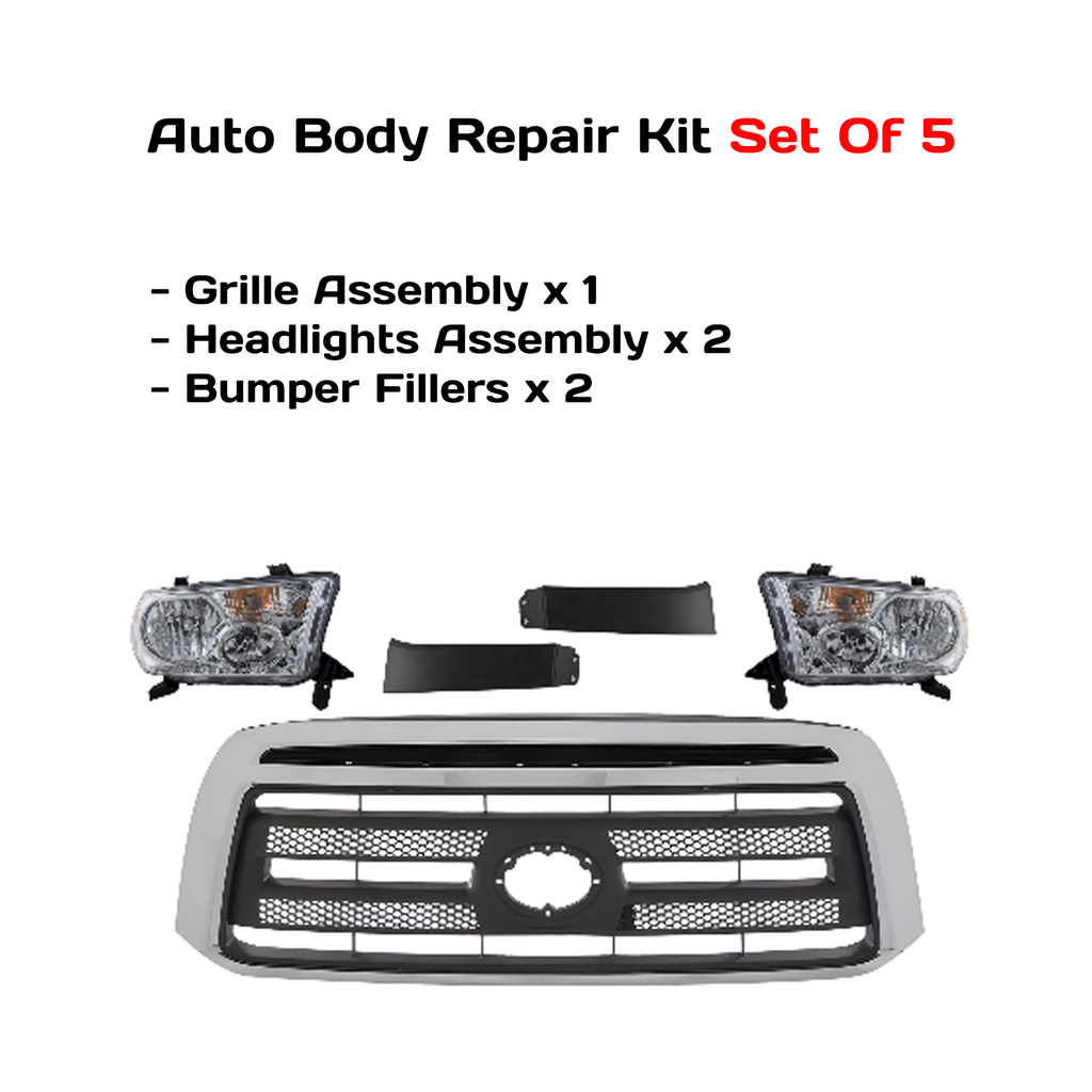 2010-2013 Toyota Tundra Front Grille Assembly Chrome & Headlights Assembly | OEM Fit