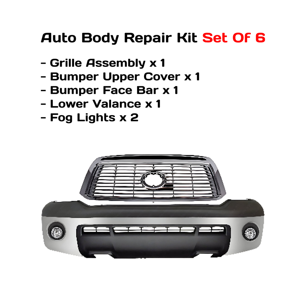 2010-2013 Toyota Tundra Front Bumper Chrome Steel & Grille Assembly Kit | OEM Fit