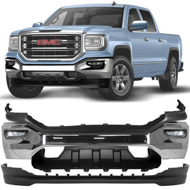 2016-2018 GMC Sierra 1500 Front Bumper Chrome & Fog Lights Assembly Kit | OEM Fit
