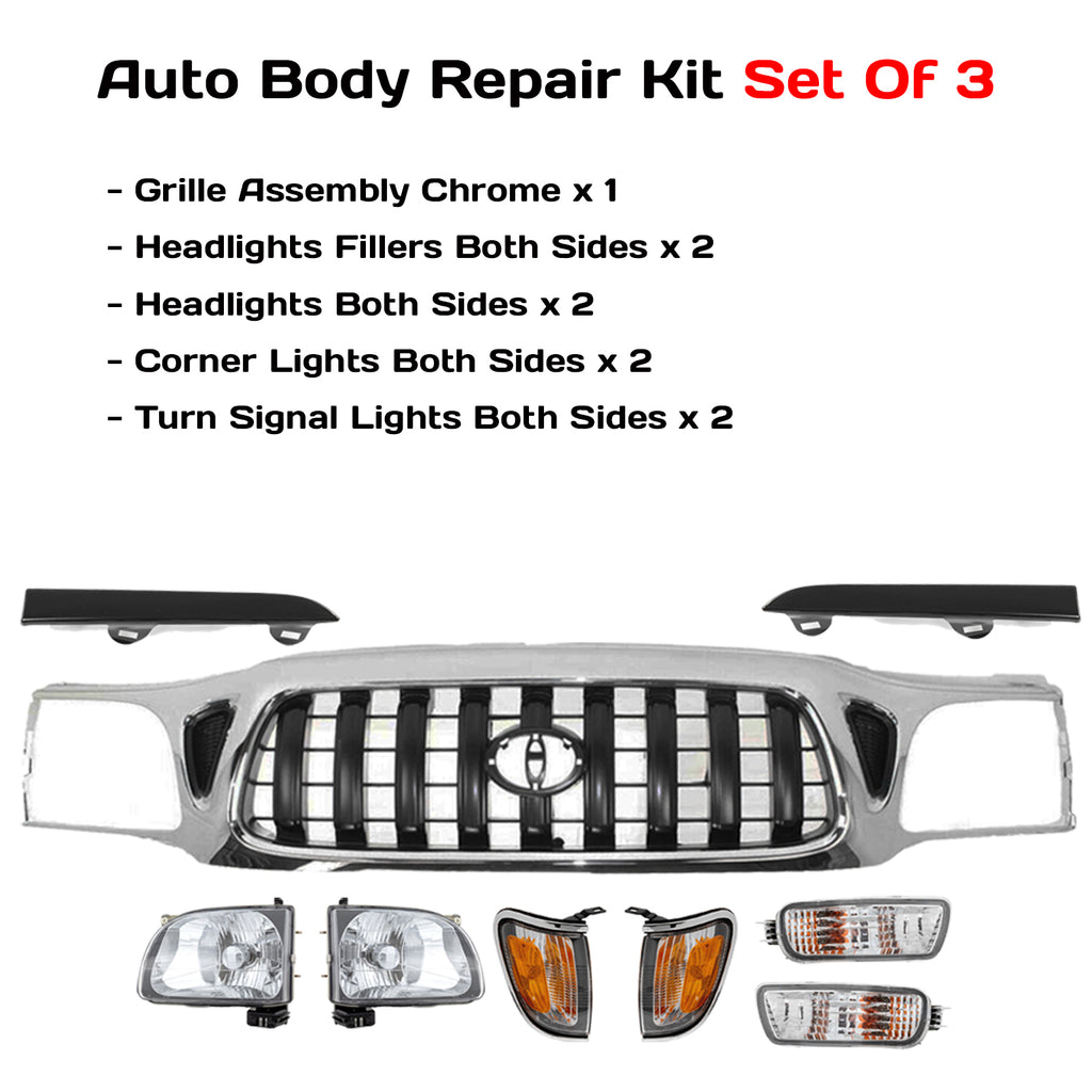 2001-2004 Toyota Tacoma Front Grille Assembly & Headlight Assembly Kit | OEM Fit