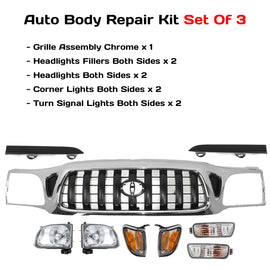 2001-2004 Toyota Tacoma Front Grille Assembly & Headlight Assembly Kit | OEM Fit