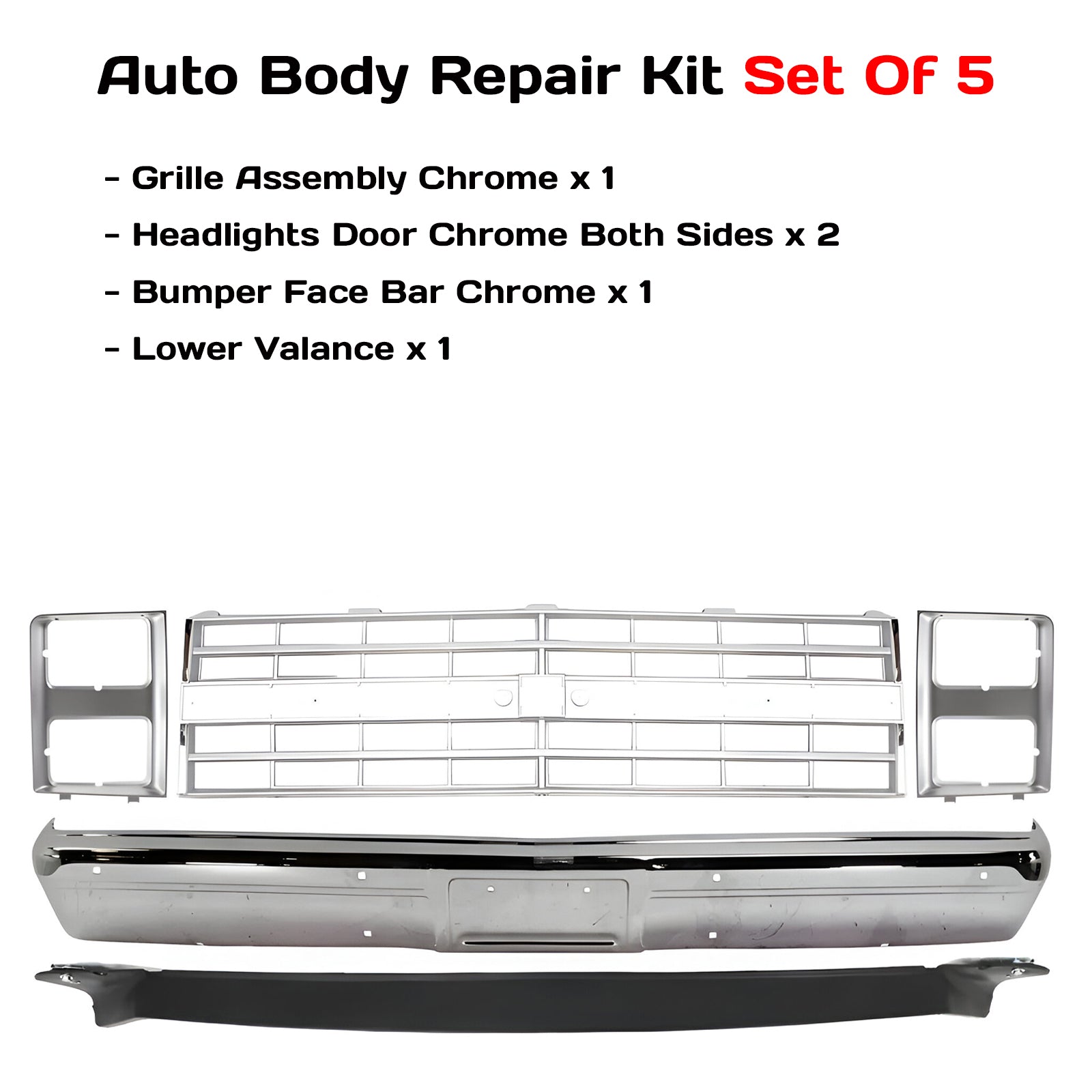 1985-1988 Chevrolet C/K-Series Front Bumper Chrome & Grille Assembly Kit | OEM Fit