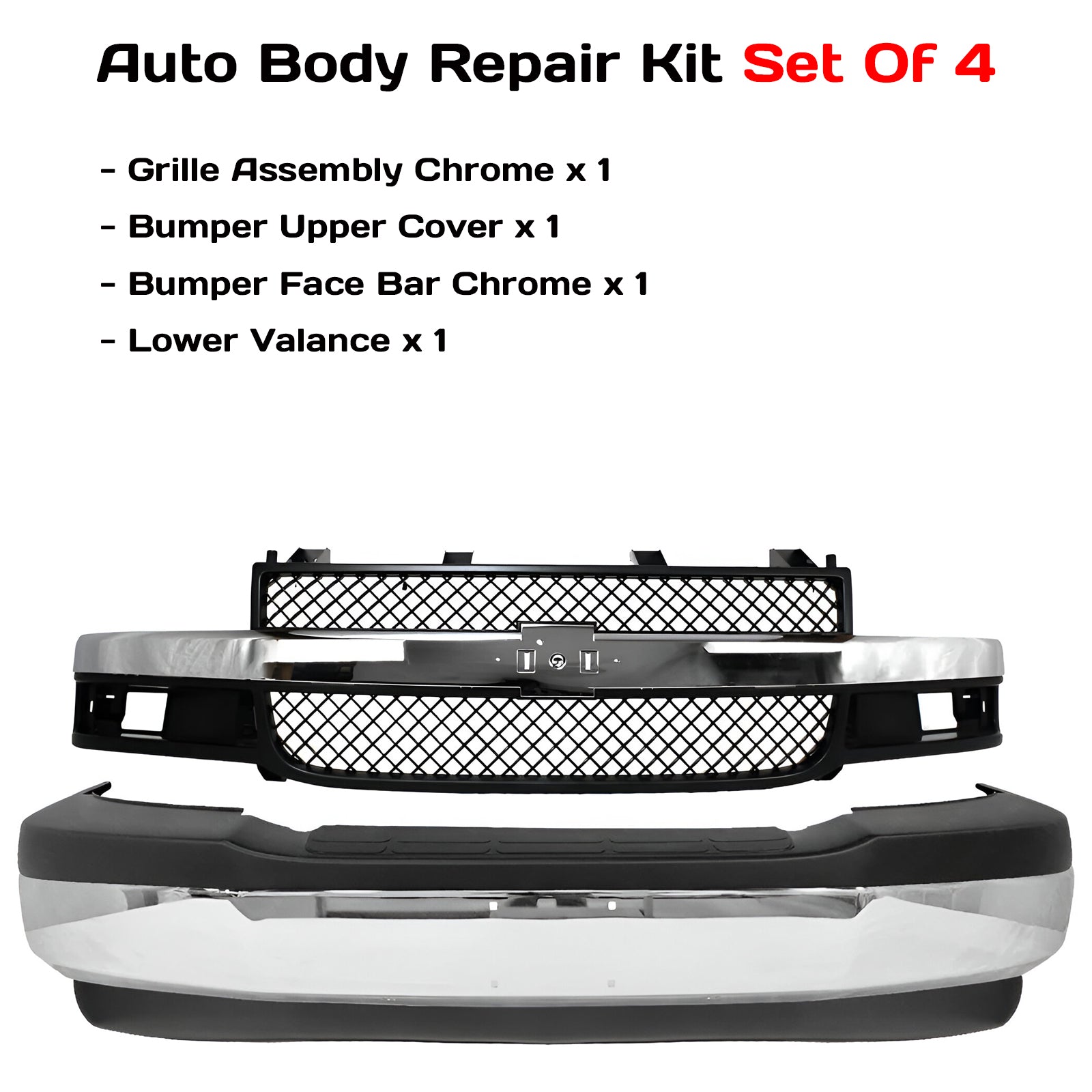 2003-2023 Chevrolet Express 1500 2500 3500 4500 P2- 2000 Honda Civic - Front Bumper Chrome & Grille Assembly Kit  | OEM Fit