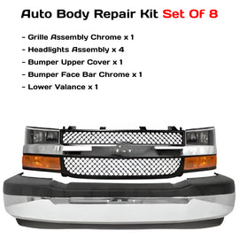 2003-2023 Chevrolet Express 1500 2500 3500 4500 Front Bumper Kit and Headlight Kit  | OEM Fit