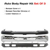 3-Pcs Kit for 2003–2007 Chevrolet Silverado 1500 – Front Bumper Face Bar Chrome & Textured Valance, OEM Fit, Includes Bumper Cover, Bumper Face Bar & Lower Valance