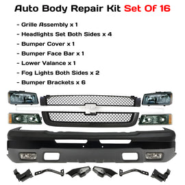 2003-2007 Chevrolet Silverado 1500 Front Bumper Primed & Headlights Assembly Kit | OEM Fit