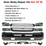2003-2007 Chevrolet Silverado 1500 Front Bumper Primed & Headlights Assembly Kit | OEM Fit