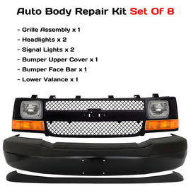 2003-2023 Chevrolet Express 1500 2500 3500 4500 Front Bumper Primed & Headlights Assembly Kit | OEM Fit
