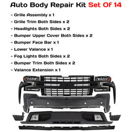 2019-2021 Chevrolet Silverado 1500 Front Bumper Primed & Grille Assembly Kit | OEM Fit
