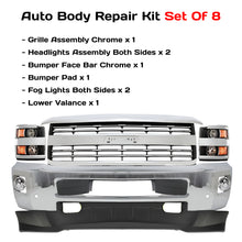 Load image into Gallery viewer, Front Bumper Chrome &amp; Headlight Kit For 2015-2019 Chevrolet Silverado 2500 HD 3500 HD