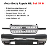 6-Pcs Kit for 2003–2007 Chevrolet Silverado 1500 & 2500 – Front Bumper & Grille Chrome Finish OEM Fit