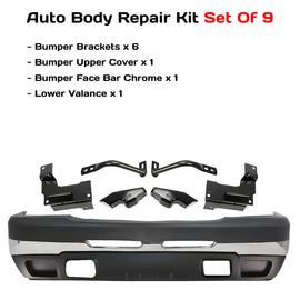 2003-2007 Chevrolet Silverado 1500 2500 HD Front Bumper Chrome & Brackets Kit | OEM Fit