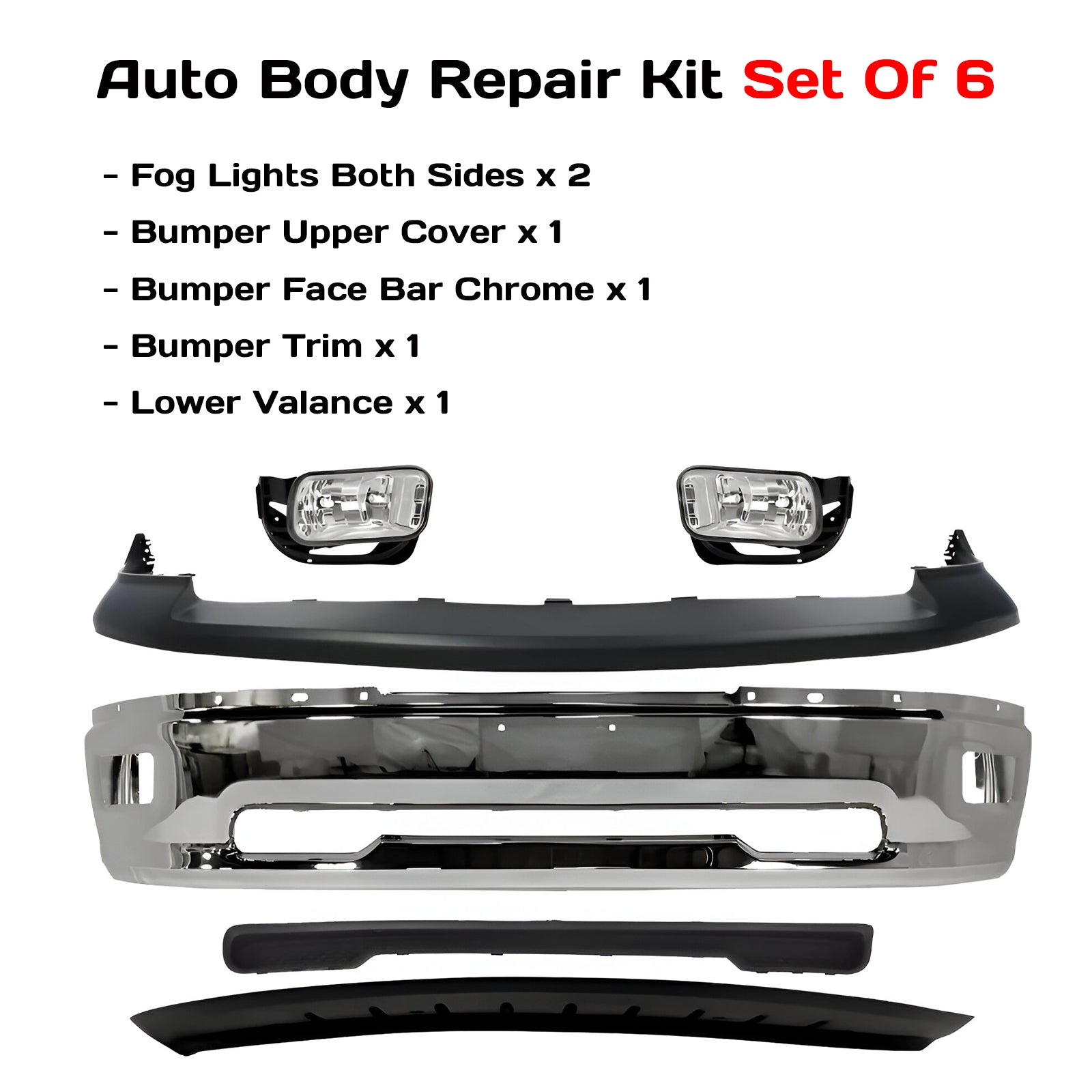 2009-2010 Dodge Ram 1500 & 2011-2012 Ram 1500 Front Bumper Chrome & Fog Lights Kit  | OEM Fit