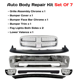2009-2010 Dodge Ram 1500 & 2011-2012 Ram 1500 Front Bumper Chrome & Fog Lights Kit  | OEM Fit