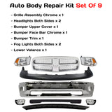 2009-2010 Dodge Ram 1500 & 2011-2012 Ram 1500 Front Bumper Chrome & Headlights Kit | OEM Fit