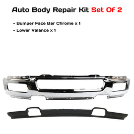 Replacement 2004–2005 Ford F-150 – 2-Piece Kit Front Bumper Chrome Steel & Valance Textured, OEM Fit, Includes Bumper Face Bar & Lower Valance